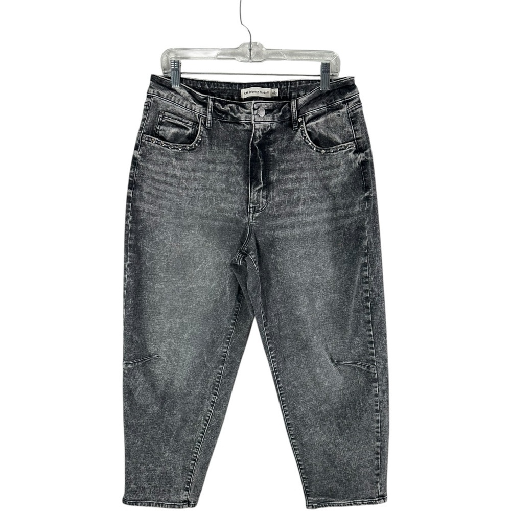 Rebecca Minkoff Womens Jeans Black Stone Wash Studded Wide Barrel Crop Leg 10
